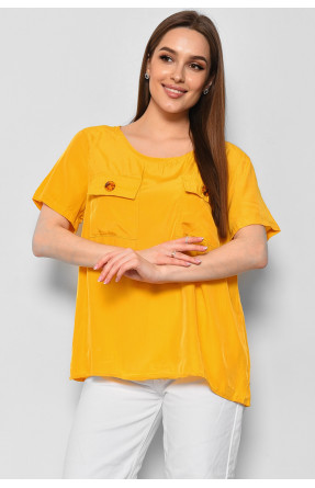 Блуза женская с коротким рукавом горчичного цвета 6056 176171C