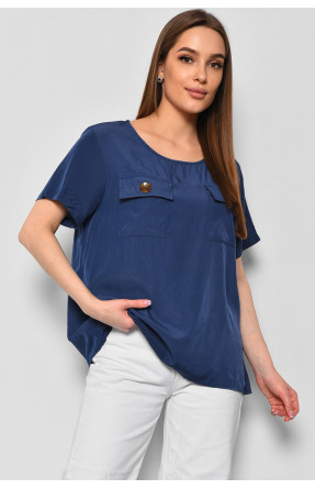 Блуза женская с коротким рукавом синего цвета 6056 176172C