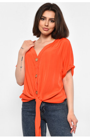 Блуза женская полубатальная с коротким рукавом оранжевого цвета 6059 176174C