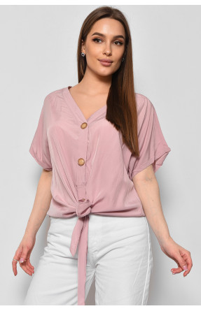 Блуза жіноча напівбатальна з коротким рукавом  пудрового кольору 6059 176176C