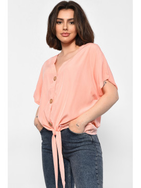 Блуза жіноча напівбатальна з коротким рукавом  персикового кольору 6059 176180C
