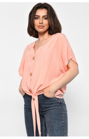 Блуза женская полубатальная с коротким рукавом персикового цвета 6059 176180C
