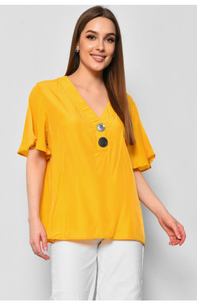 Блуза женская с коротким рукавом горчичного цвета 6061 176185C