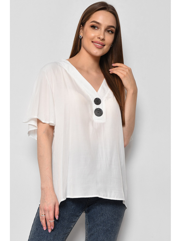 Блуза женская с коротким рукавом белого цвета 6061 176196C