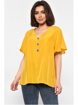 Блуза жіноча напівбатальна з коротким рукавом  гірчичного кольору 6053 176199C