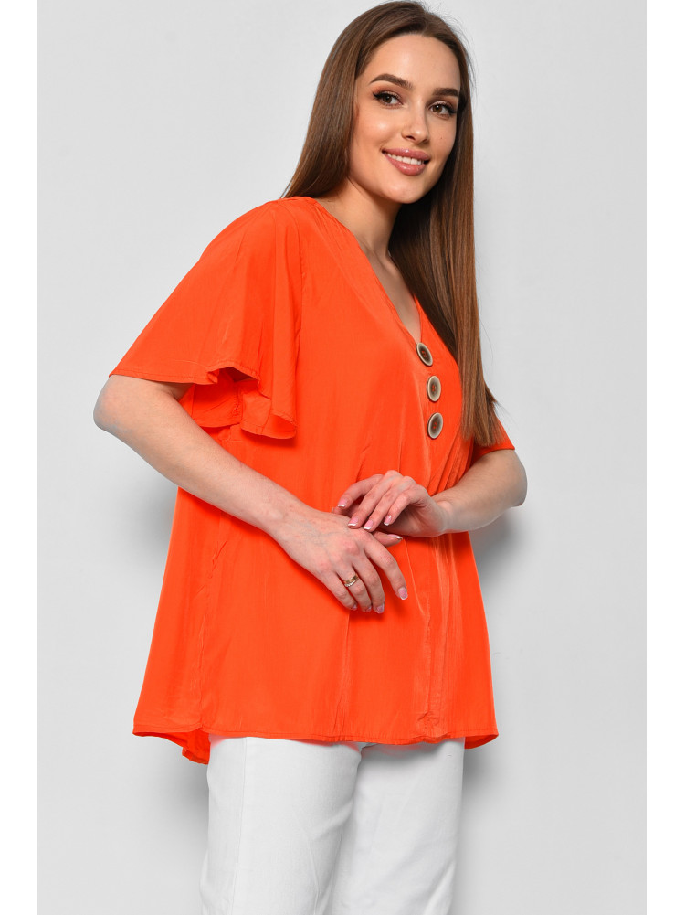 Блуза женская полубатальная с коротким рукавом оранжевого цвета 6053 176201C