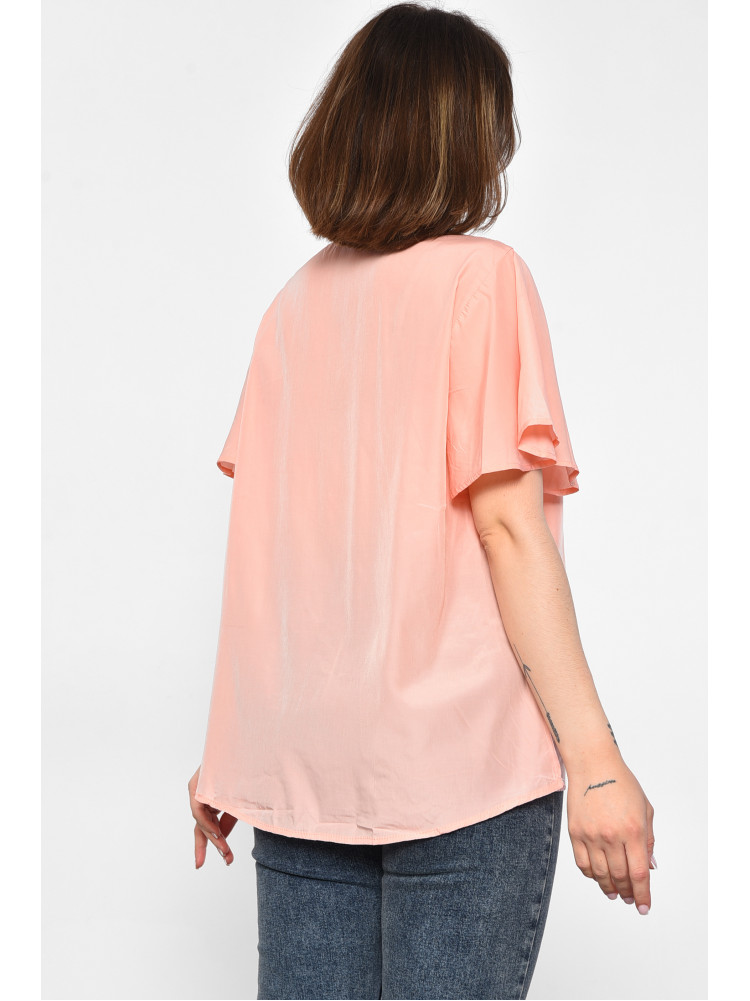 Блуза жіноча напівбатальна з коротким рукавом  персикового кольору Уцінка 6053 176204C