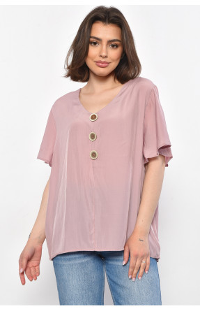 Блуза жіноча напівбатальна з коротким рукавом  пудрового кольору 6053 176208C