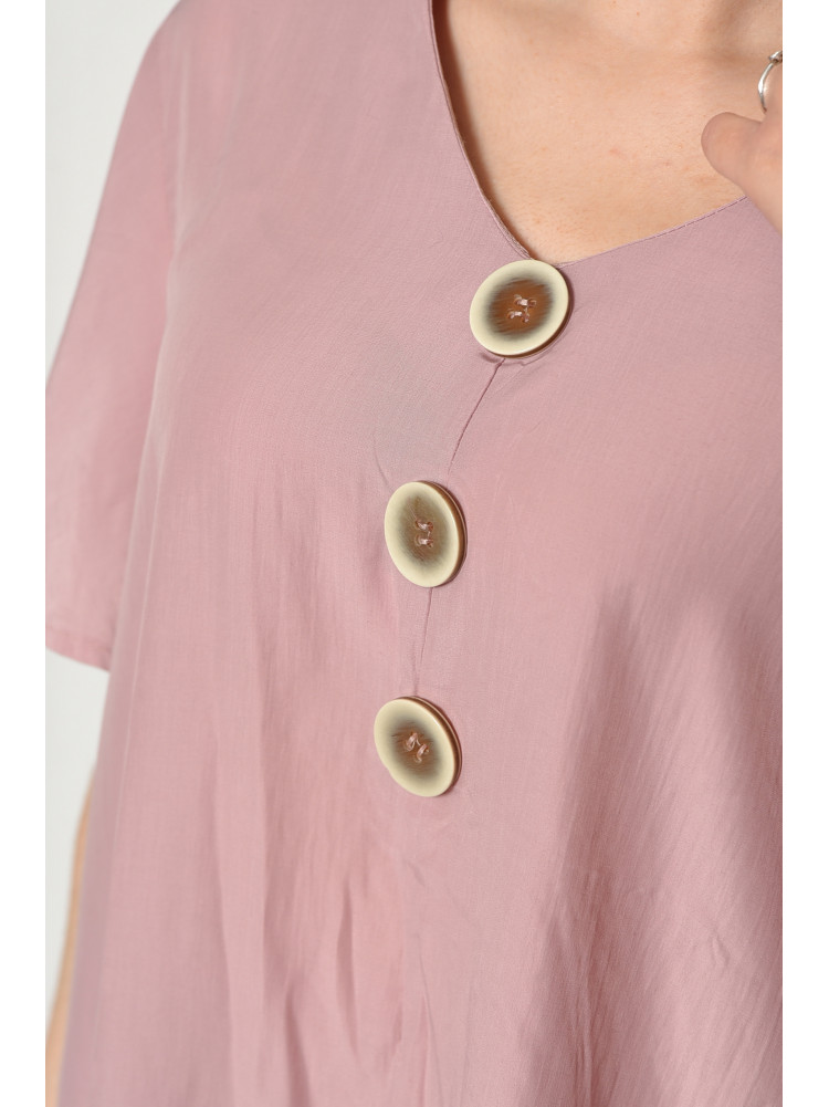 Блуза жіноча напівбатальна з коротким рукавом  пудрового кольору 6053 176208C