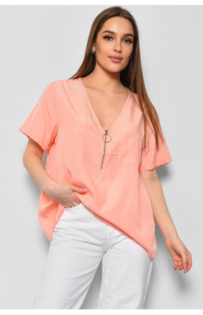 Блуза жіноча з коротким рукавом  персикового кольору 6060 176211C