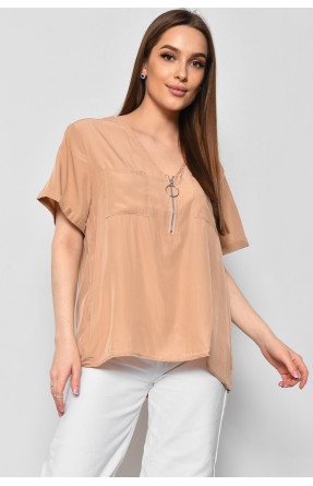 Блуза женская с коротким рукавом бежевого цвета 6060 176214C