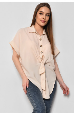 Блуза женская с коротким рукавом светло-бежевого цвета 6037 176221C
