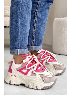 Кросівки жіночі молочного кольору на шнурівці 618-75 176327C