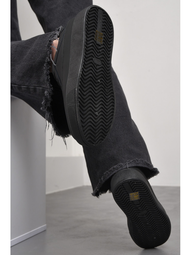 Кросівки жіночі натуральна шкіра чорного кольору на шнурівці 77-37 176415C