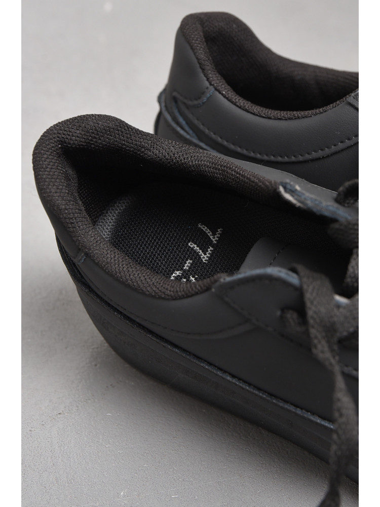 Кросівки жіночі натуральна шкіра чорного кольору на шнурівці 77-37 176415C