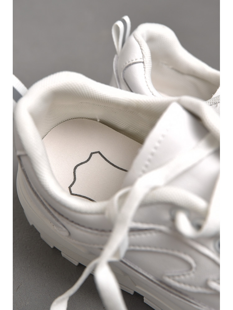 Кросівки жіночі натуральна шкіра білого кольору на шнурівці 78-26 176433C