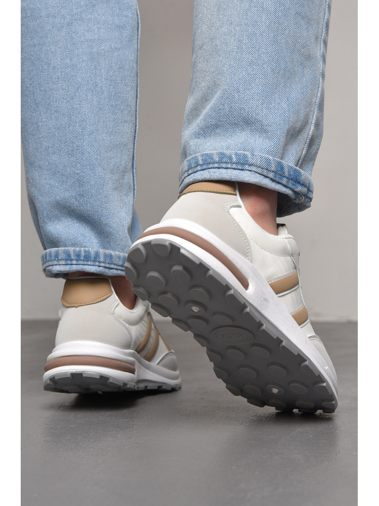 Кросівки жіночі біло-сірого кольору на шнурівці 692 176629C