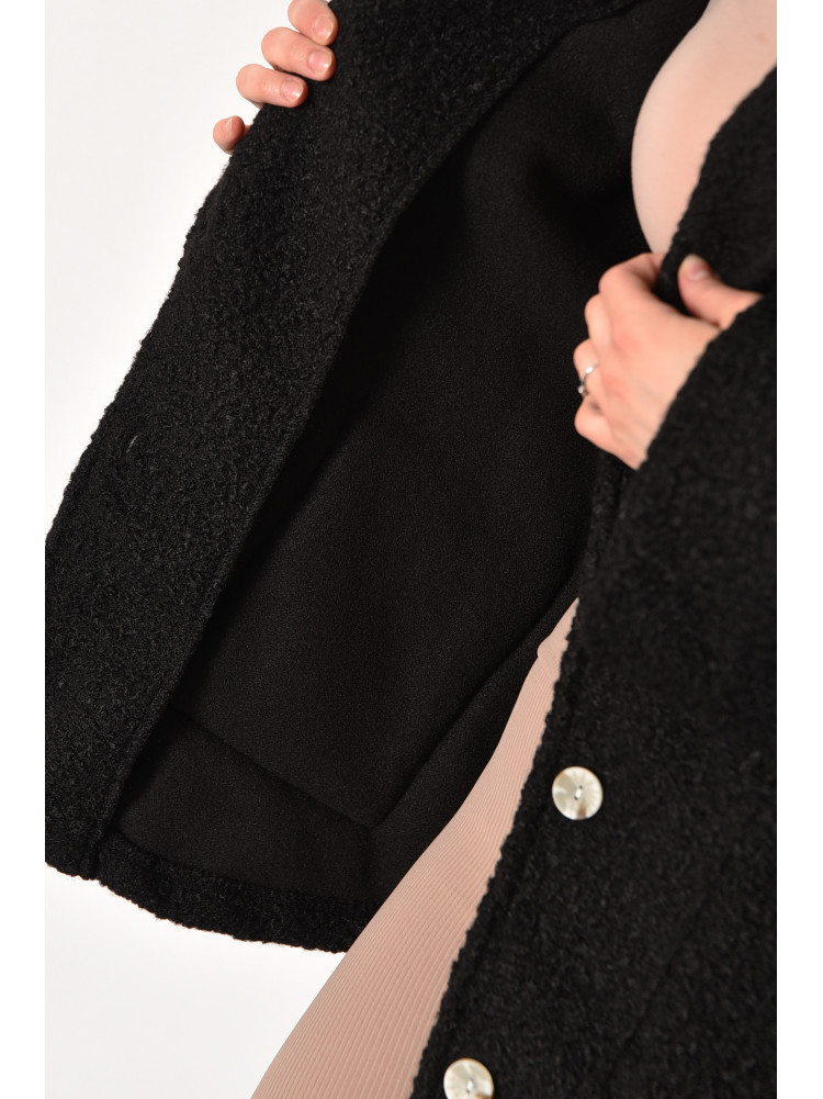 Пальто женское полубатальное укороченное черного цвета 2290 176717C