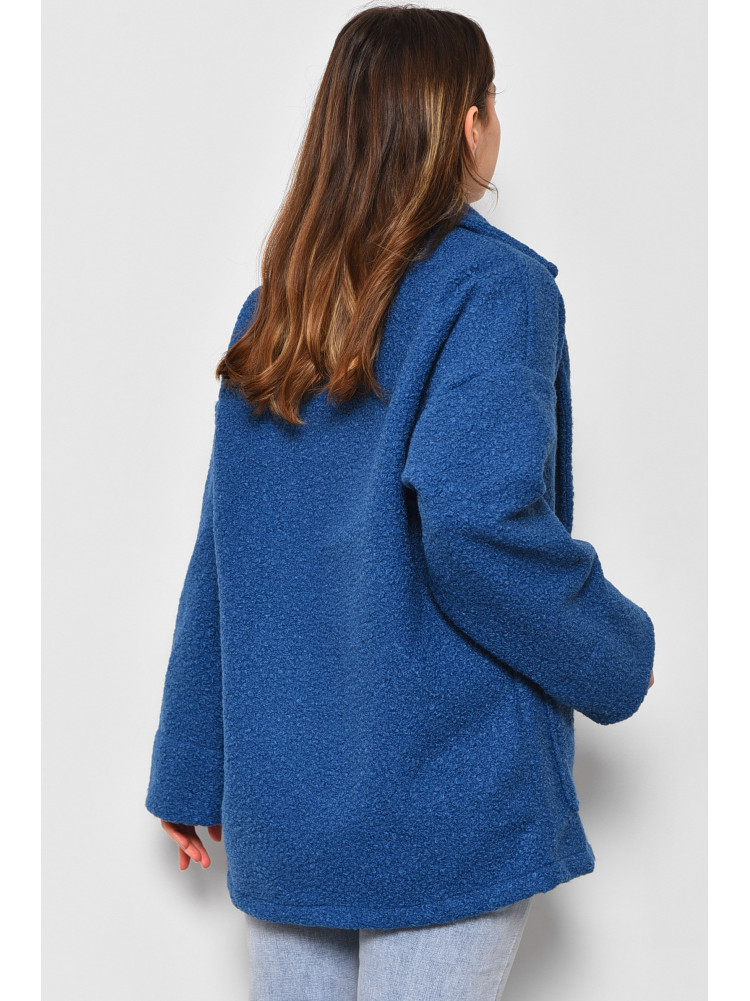 Пальто женское полубатальное укороченное синего цвета 2290 176723C