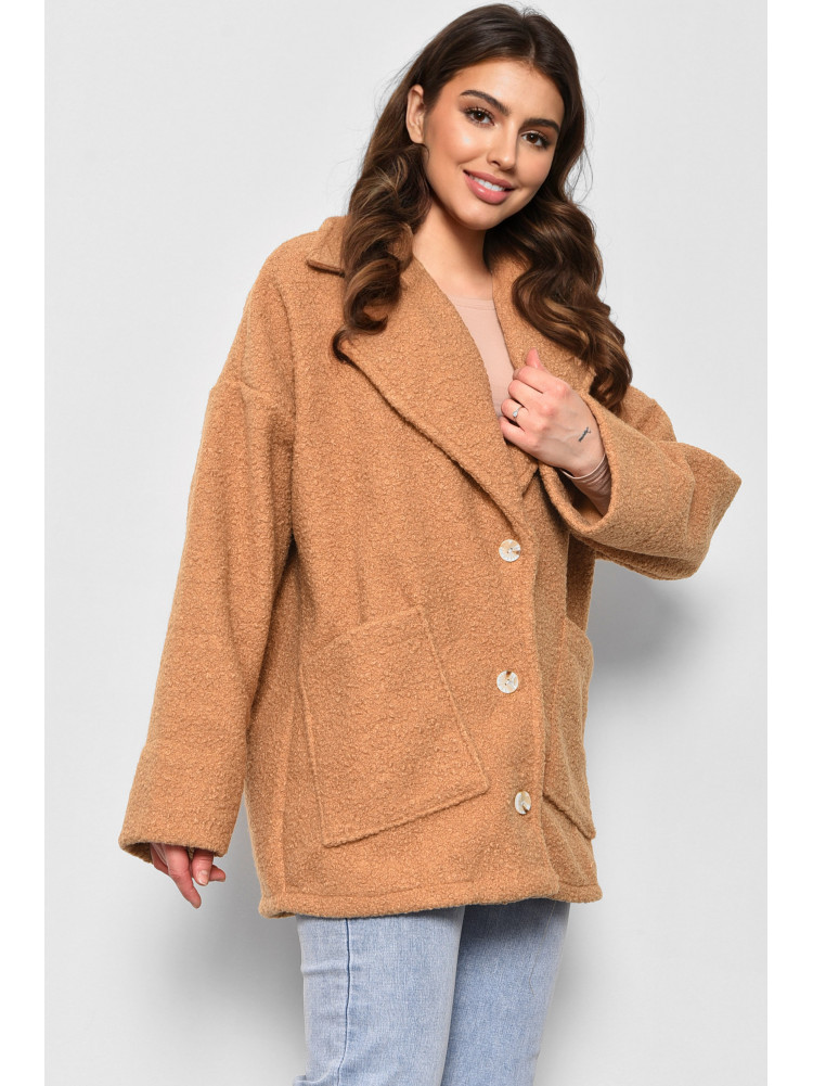 Пальто женское полубатальное укороченное горчичного цвета 2290 176724C