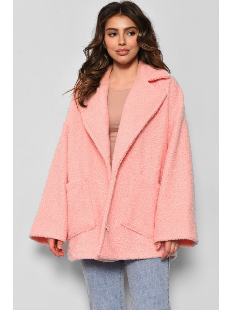 Пальто женское полубатальное укороченное розового цвета 2290 176725C