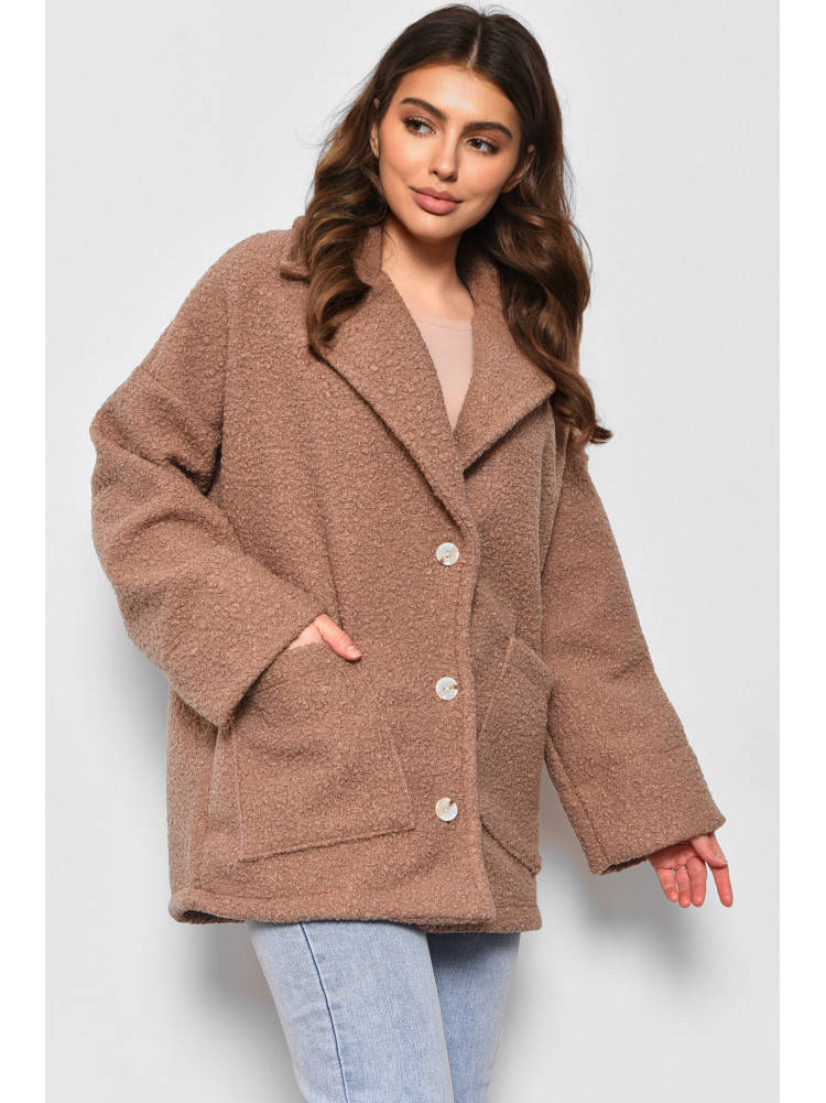 Пальто жіноче напівбатальне вкорочене кольору мокко 2290 176726C