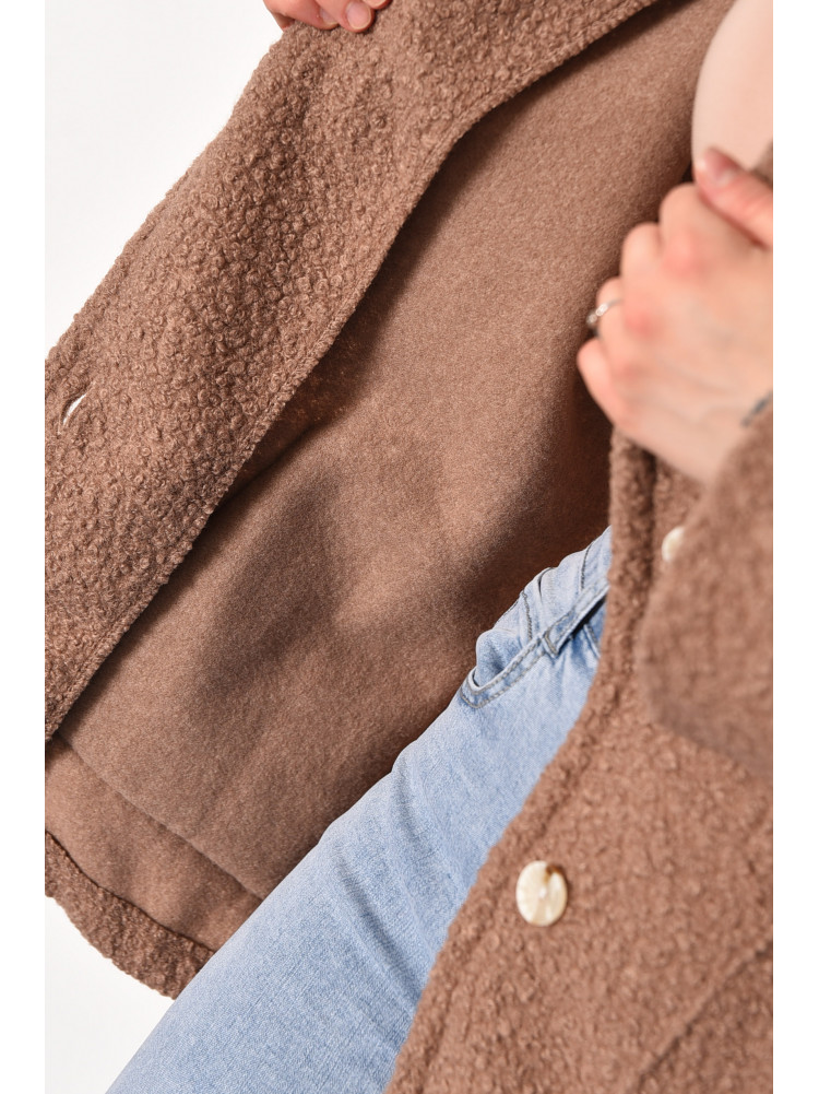 Пальто женское полубатальное укороченное цвета мокко 2290 176726C