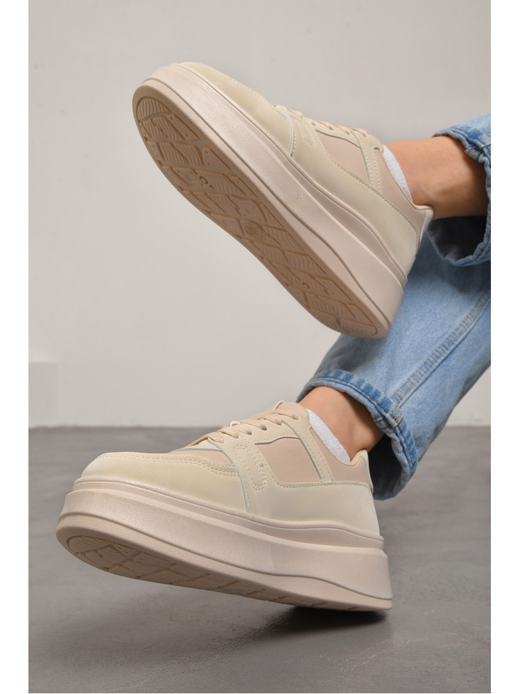 Кросівки жіночі бежевого кольору на шнурівці 188-236 176737C