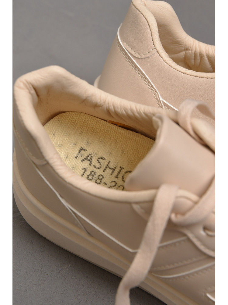 Кроссовки женские бежевого цвета на шнуровке 188-205 176747C