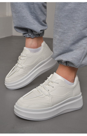 Кросівки жіночі білого кольору на шнурівці 188-195 176752C
