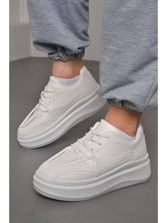 Кросівки жіночі білого кольору на шнурівці 188-195 176752C