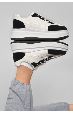 Кросівки жіночі чорно-білого кольору на шнурівці 188-196 176820C
