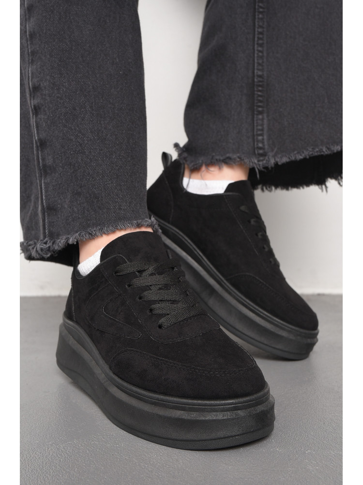 Кросівки жіночі чорного кольору на шнурівці 188-242 176823C