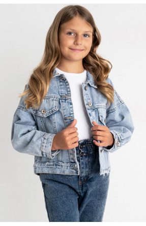 Піджак дитячий для дівчинки джинсовий блакитного кольору 0921-1С 176840C