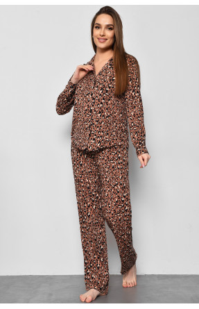 Пижама женская коричневого цвета с принтом 3762 176847C