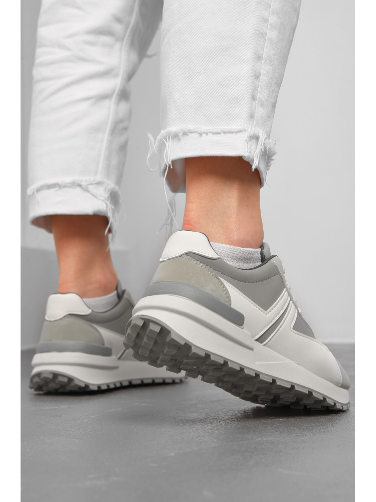 Кросівки жіночі сірого кольору з білим на шнурівці 542-102 176872C