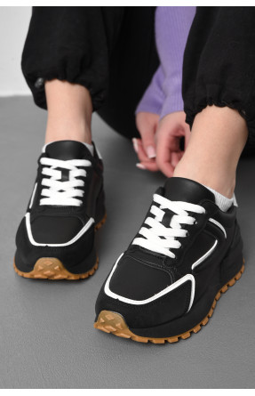 Кросівки жіночі чорного кольору на шнурівці 542-140 176875C