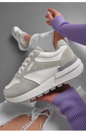 Кросівки жіночі біло-сірого кольору на шнурівці 542-112 176879C