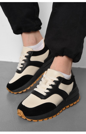 Кросівки жіночі чорно-білого кольору на шнурівці 542-119 176888C