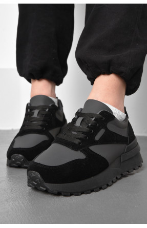 Кросівки жіночі чорного кольору на шнурівці 542-109 176890C