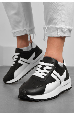 Кросівки жіночі чорно-білого кольору на шнурівці 542-105 176892C