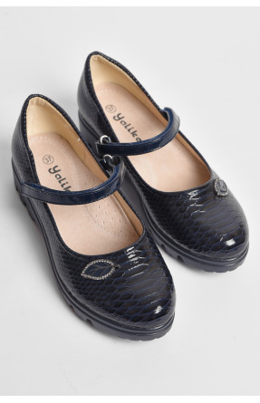 Туфли детские для девочки темно-синего цвета 15+13 176932C