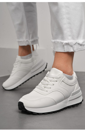Кросівки жіночі білого кольору на шнурівці 542-116 176936C