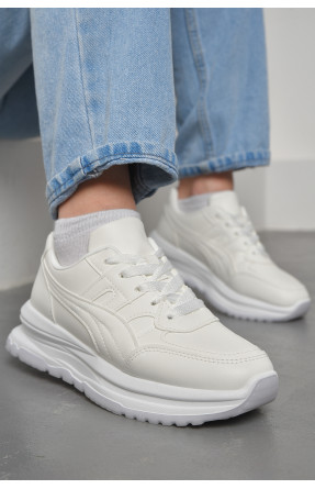 Кросівки жіночі білого кольору на шнурівці 190-255 177021C