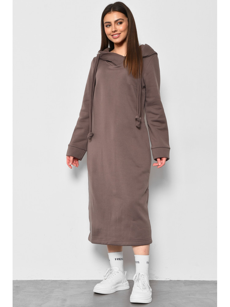 Сукня-худі жіноча напівбатальна на флісі кольору мокко 5238 177089C