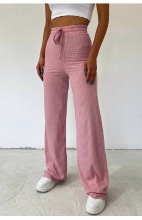 Штани жіночі в рубчик рожевого кольору 1308 177093C