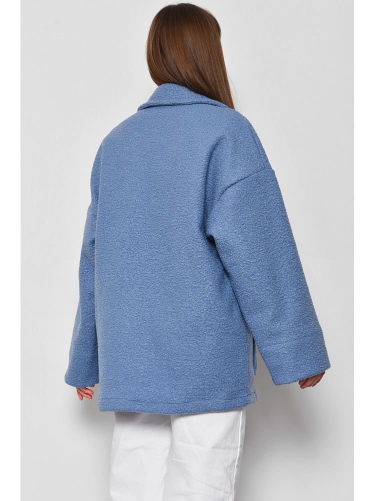 Пальто женское полубатальное укороченное голубого цвета 2290 177129C