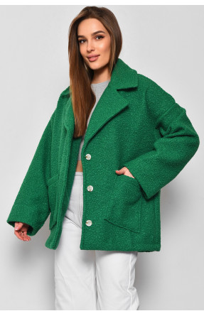 Пальто женское полубатальное укороченное зеленого цвета 2290 177131C