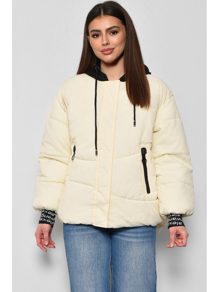 Куртка жіноча демісезонна молочного кольору 236 177206C