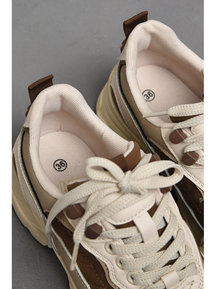 Кросівки жіночі коричневого кольору на шнурівці JP11-3 177227C